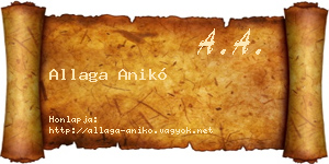 Allaga Anikó névjegykártya